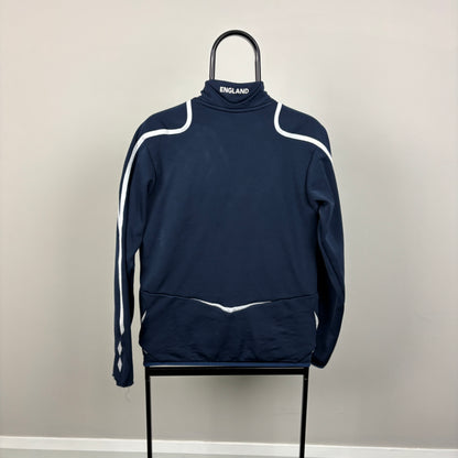 00s Umbro England 1/4 Zip Sweatshirt Blue Small