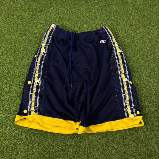 90s Champion Popper Shorts Blue Large