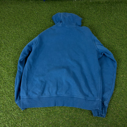 00s Nike Cotton Tracksuit Hoodie + Joggers Set Blue Large