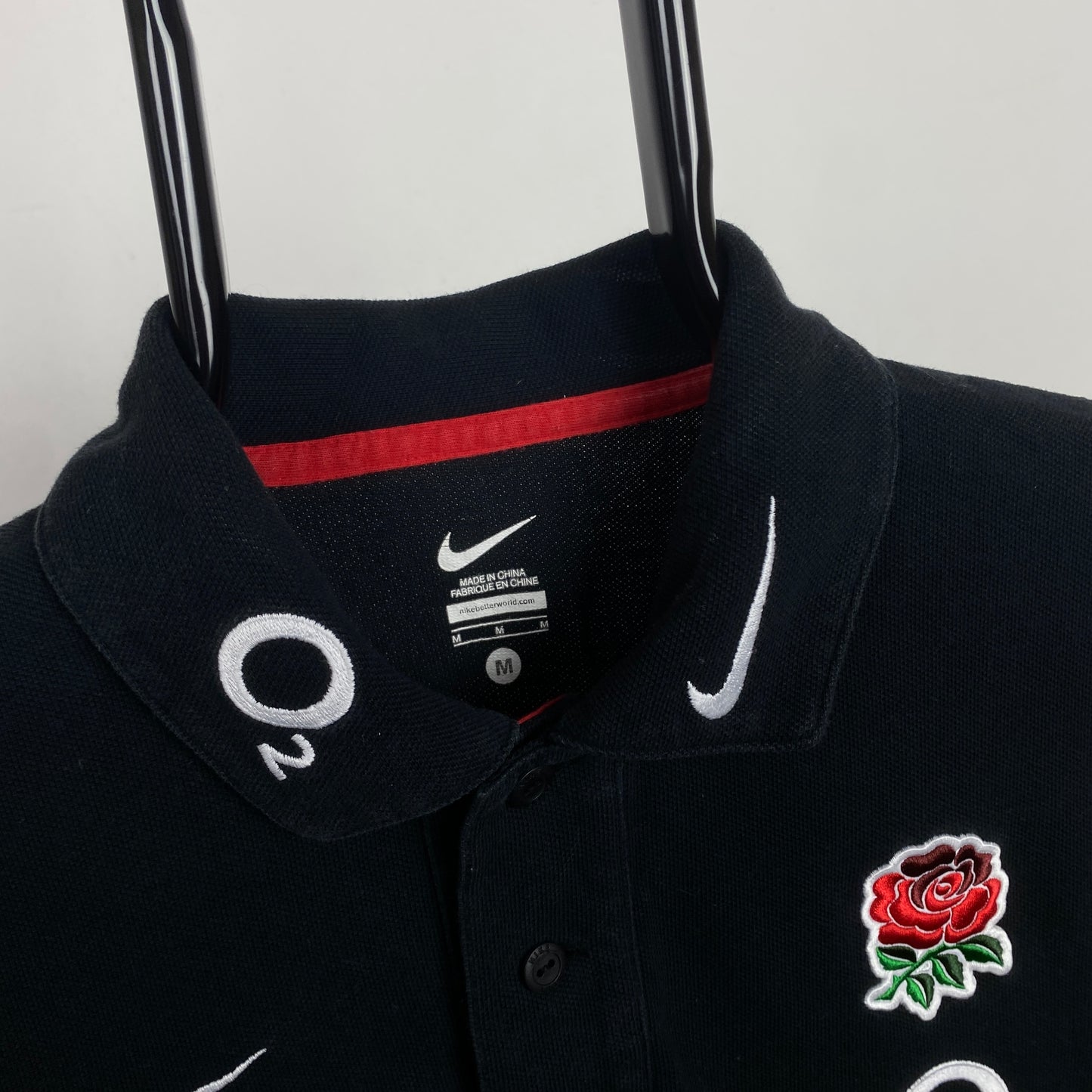 00s Nike England Rugby Polo Shirt T-Shirt Black Medium