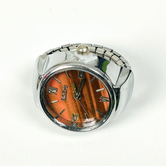 Vintage Watch Ring Brown Adjustable