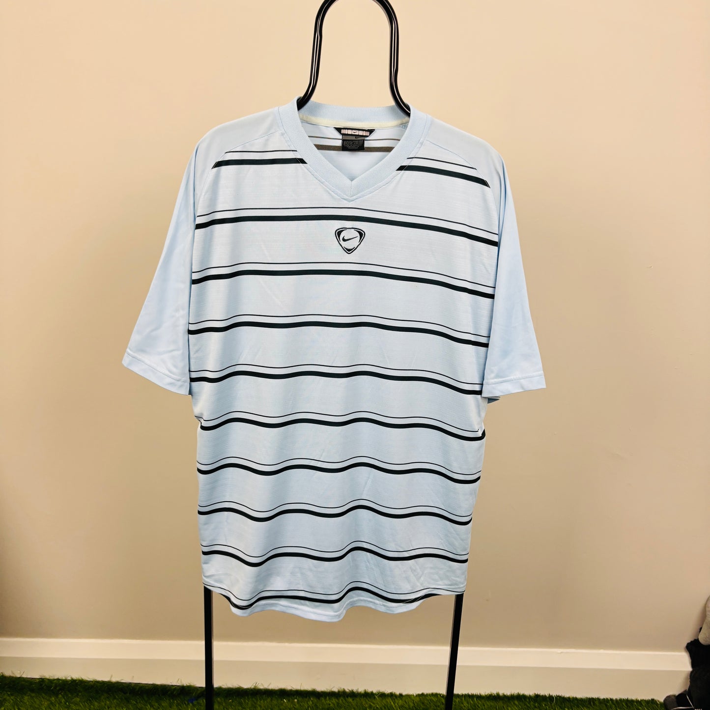 00s Nike Striped T-Shirt Baby Blue XL