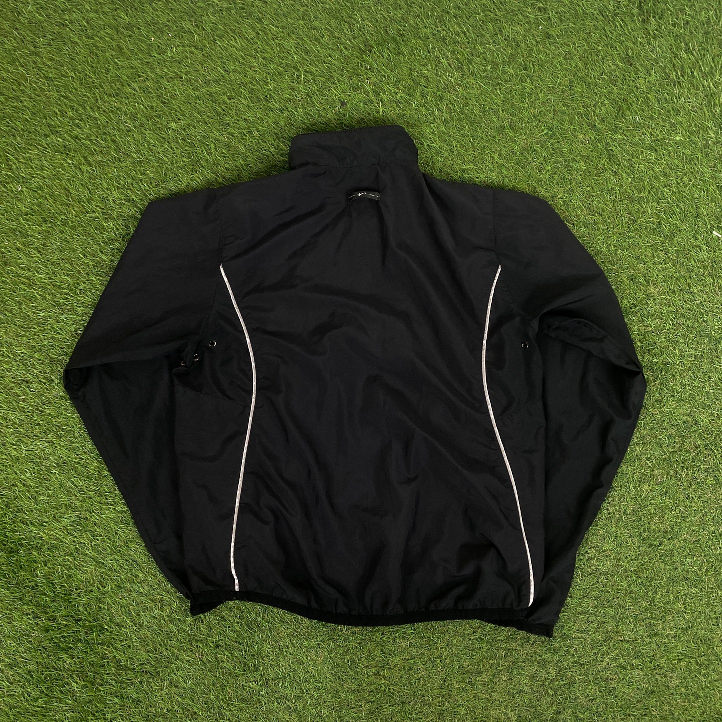 00s Nike Asymetrical Zip Windbreaker Jacket + Joggers Set Black Small