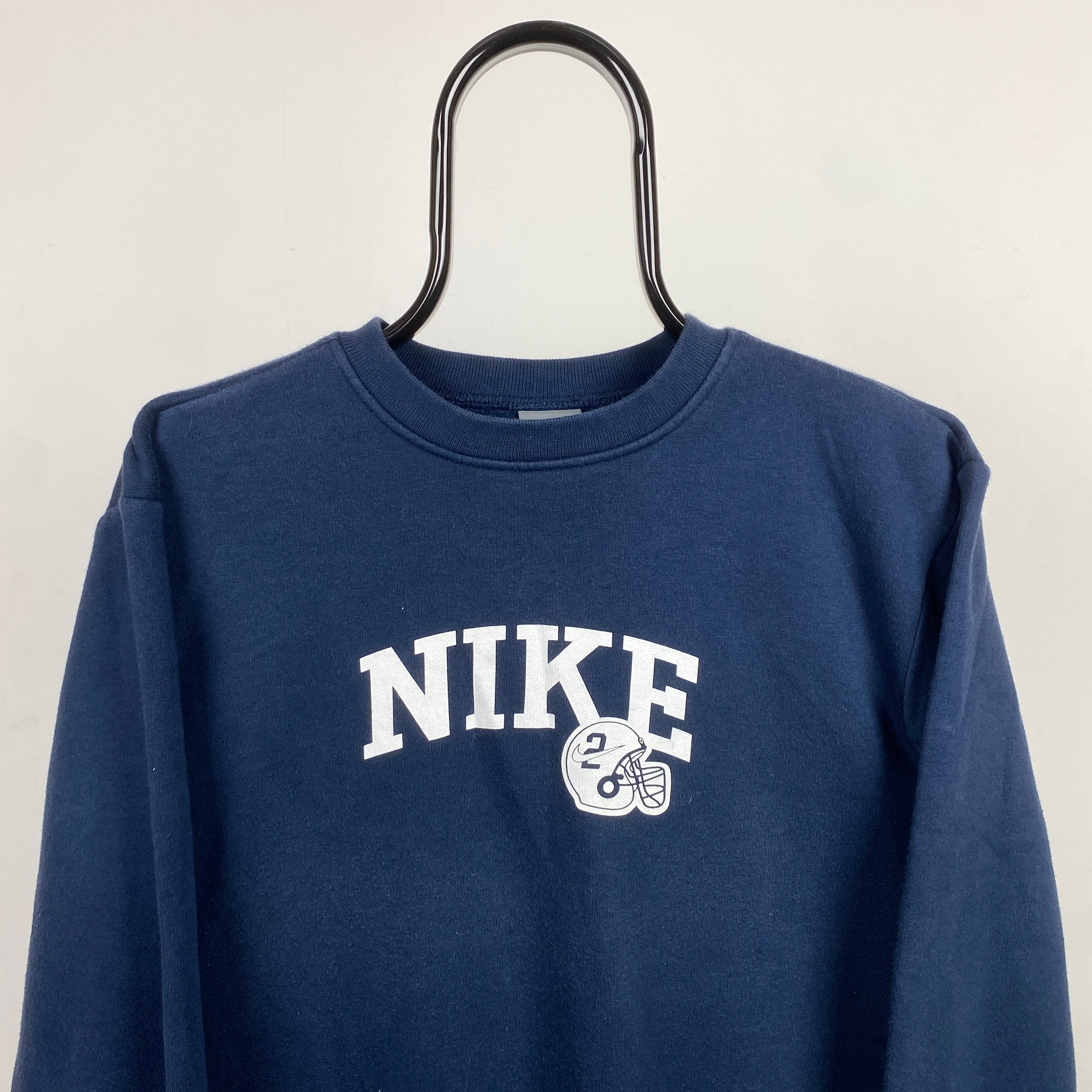 Vintage nike discount spellout sweatshirt blue