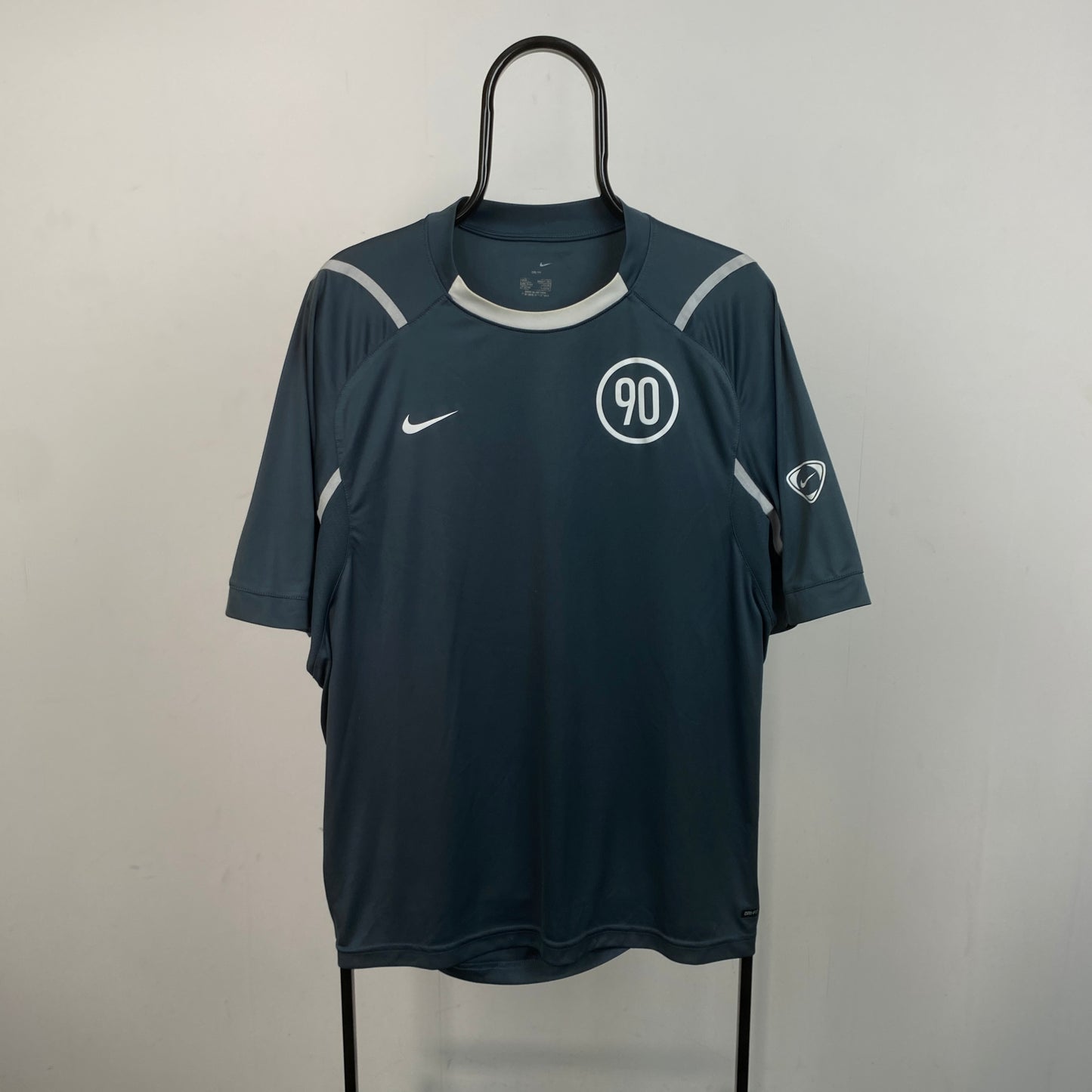 00s Nike T90 Football Shirt T-Shirt Blue Large