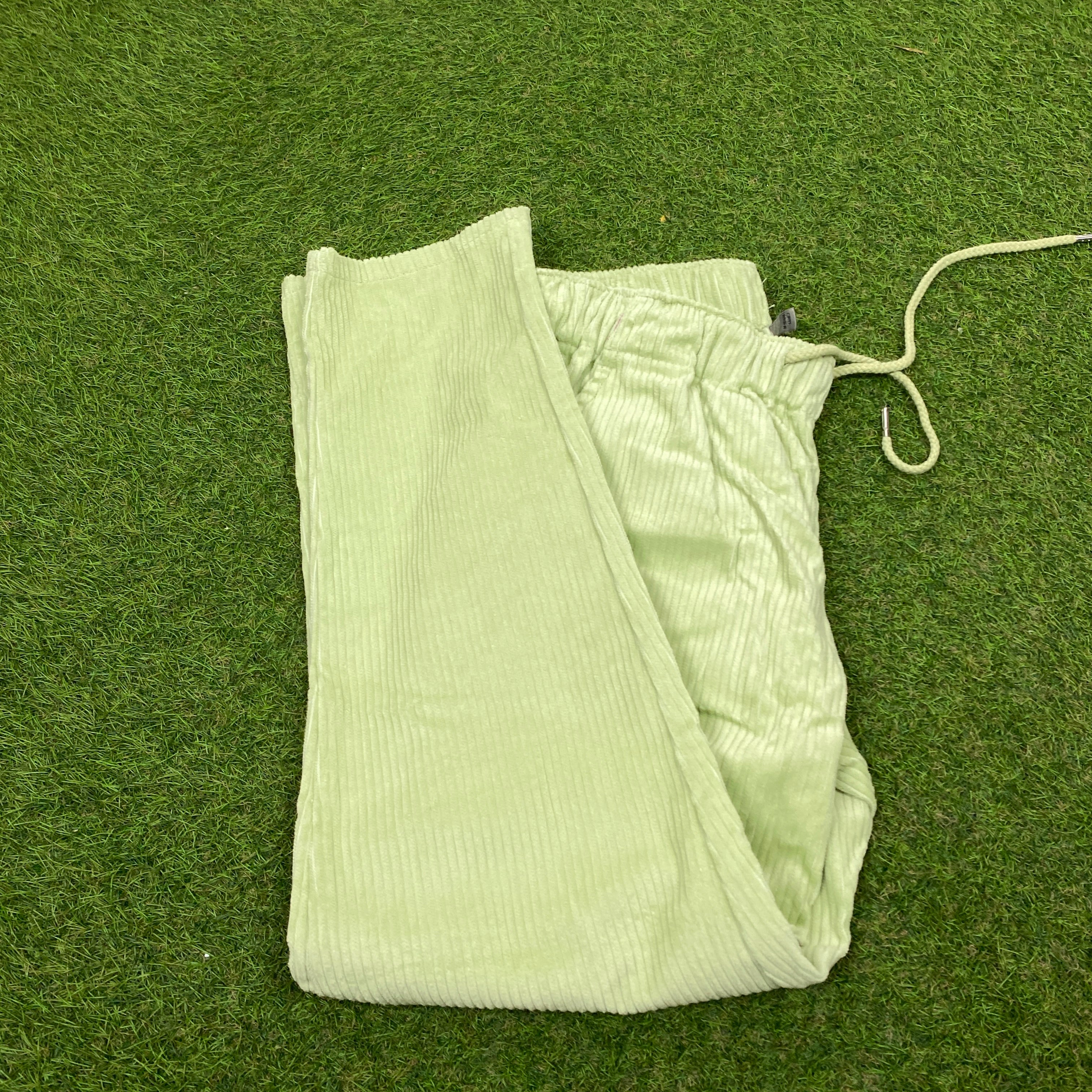 Retro Cord Trousers Joggers Green Small