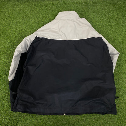 00s Nike Piping Tracksuit Set Windbreaker + Joggers Grey XXL