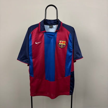 90s Nike Barcelona Ronaldinho Football Shirt T-Shirt Red Large