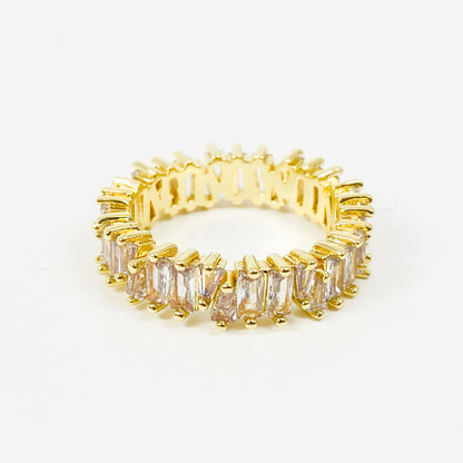 Retro Prism Gemstone Band Ring Gold