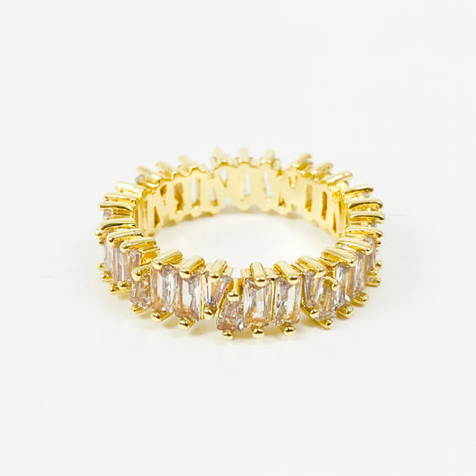 Retro Prism Gemstone Band Ring Gold