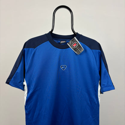 00s Nike Football Shirt T-Shirt Blue Small