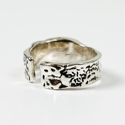 Carved Face Ring Silver