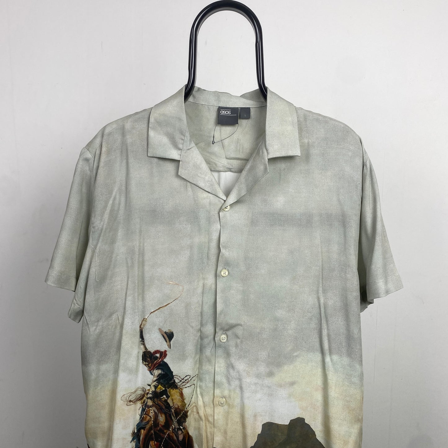 Retro Cowboy Button Up Shirt T-Shirt Brown Small