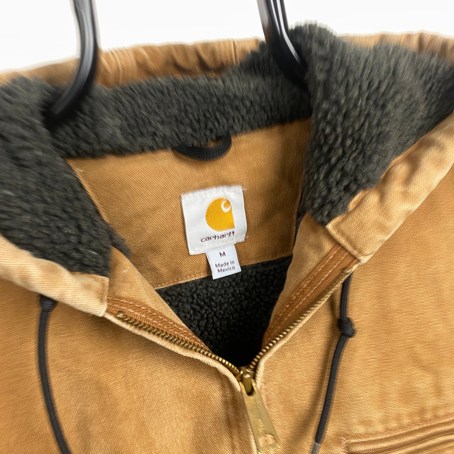 Retro Carhartt Fleece Lined Coat Active Jacket Brown Medium