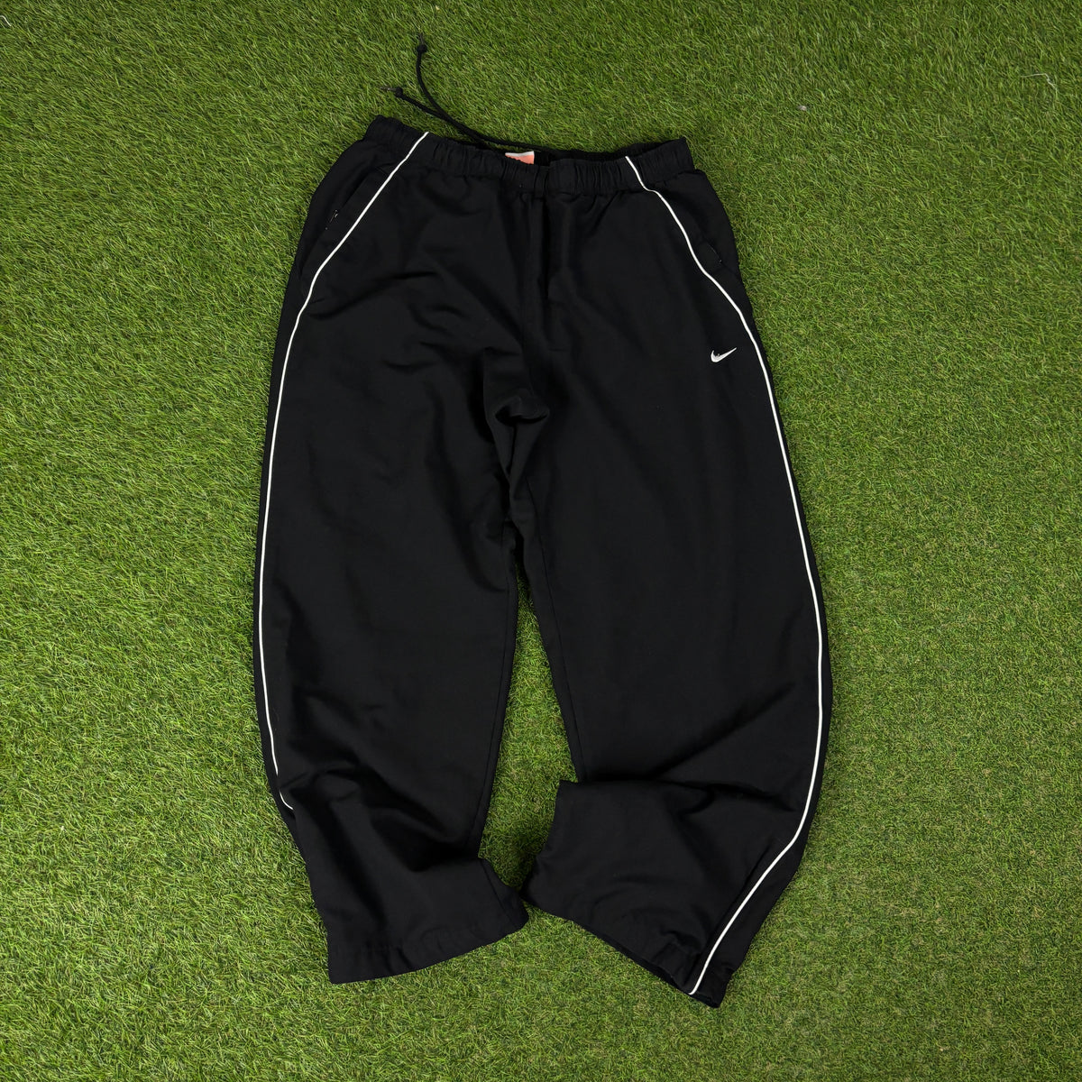 00s Nike Piping Windbreaker Jacket + Joggers Set Black Medium