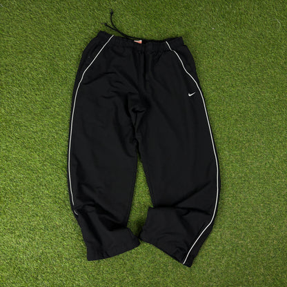 00s Nike Piping Windbreaker Jacket + Joggers Set Black Medium