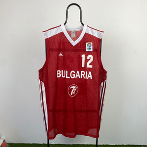 00s Adidas Bulgaria Basketball Jersey Vest T-Shirt Red XXL
