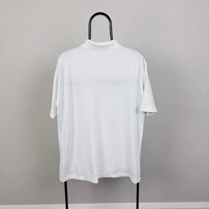 90s Wallace & Gromit Polo Shirt T-Shirt White Large