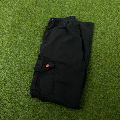 Retro Dickies Double Knee Cargo Trousers Joggers Black Medium