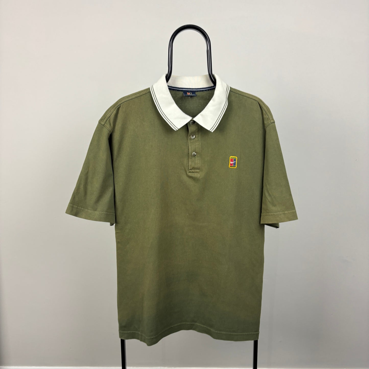 90s Nike Challenge Court Polo Shirt T-Shirt Green Large
