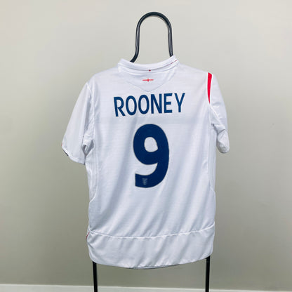 Retro Umbro England Rooney Football Shirt T-Shirt White Small