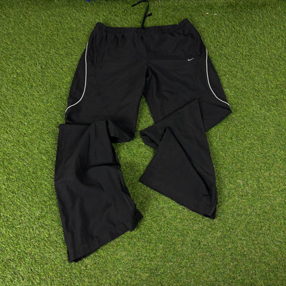 00s Nike Piping Windbreaker Jacket + Joggers Set Black Medium