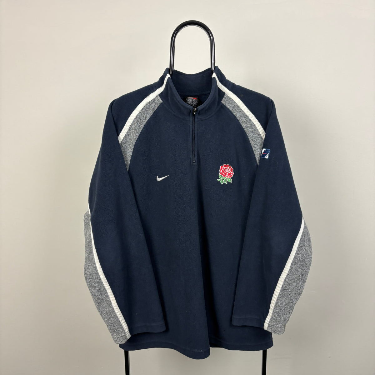 00s Nike England Rugby 1/4 Zip Fleece Sweatshirt Blue Medium