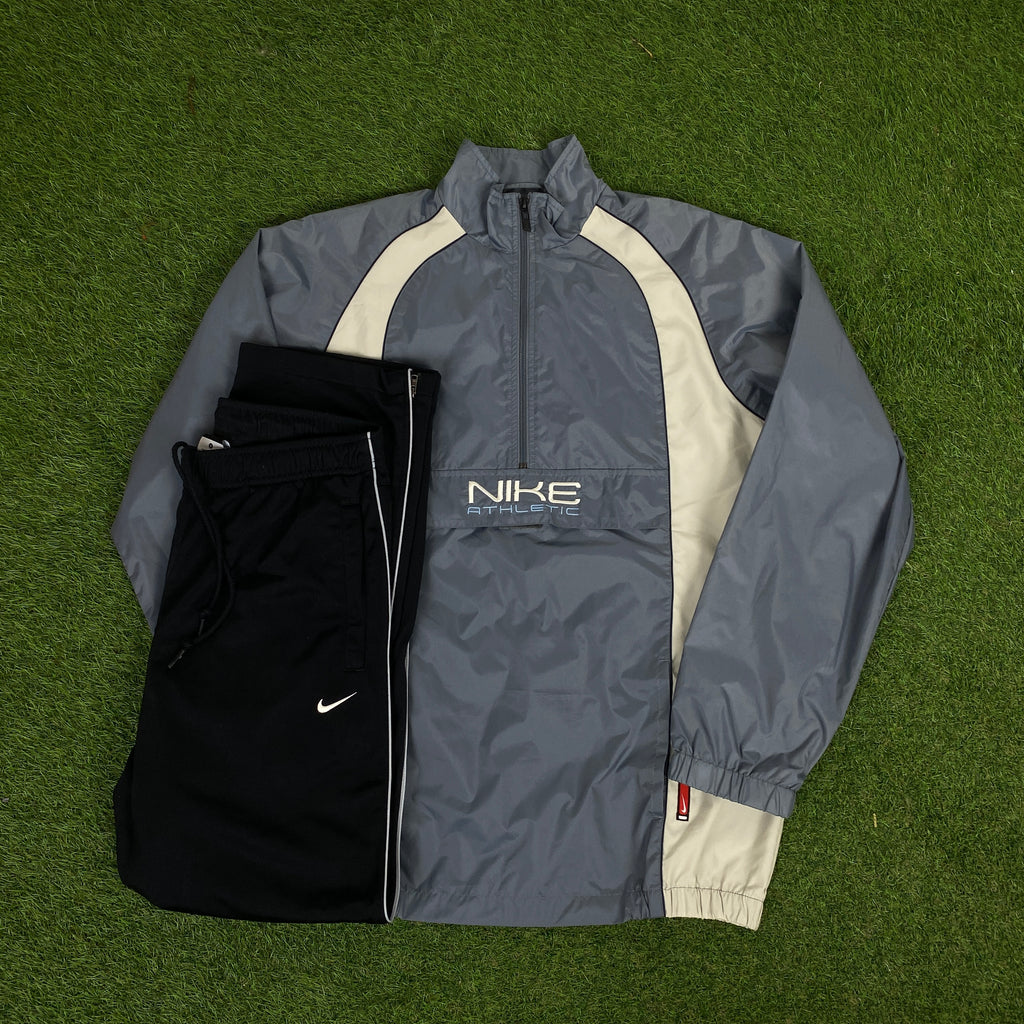 00s Nike Athletic Tracksuit Jacket + Joggers Set Grey Small