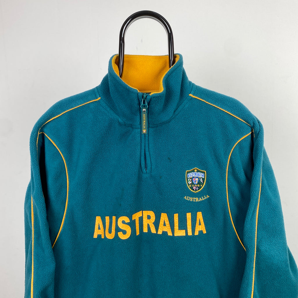 Retro Australia Rugby Fleece Sweatshirt Green Medium