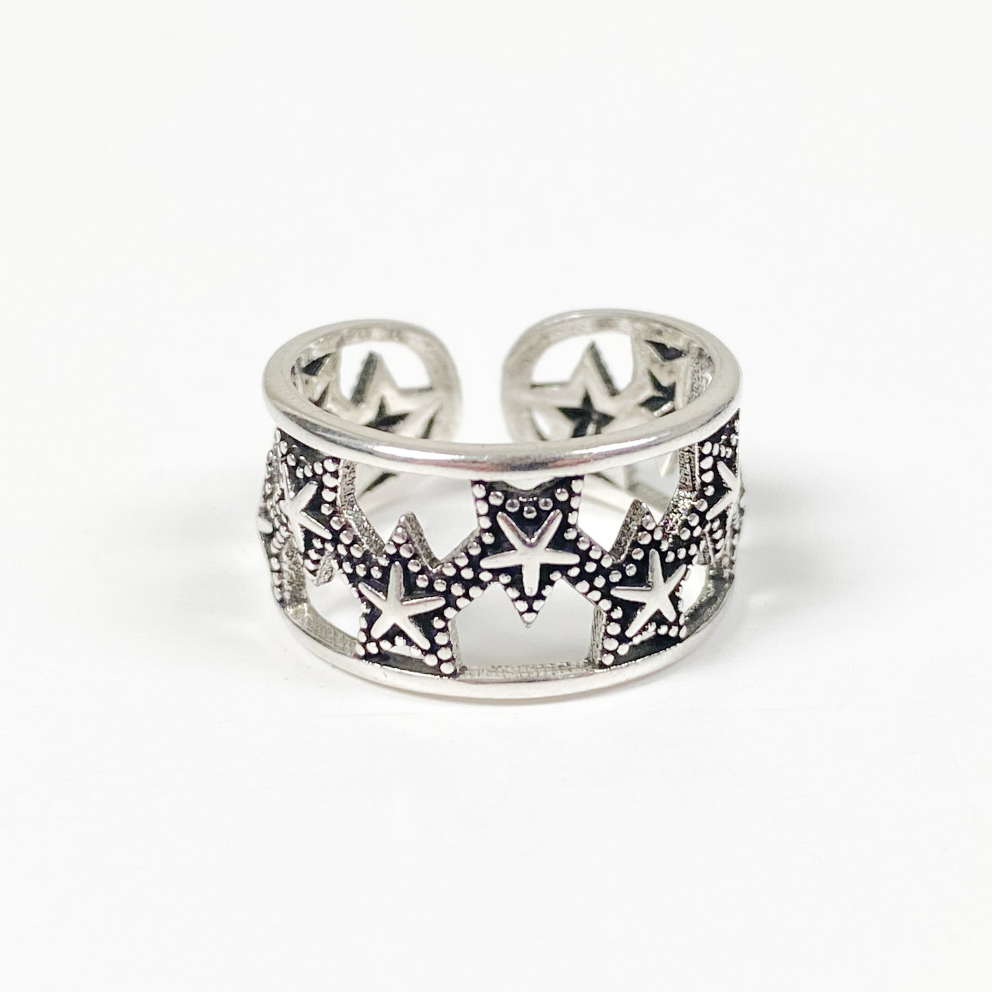 Vintage Star Ring Silver Adjustable
