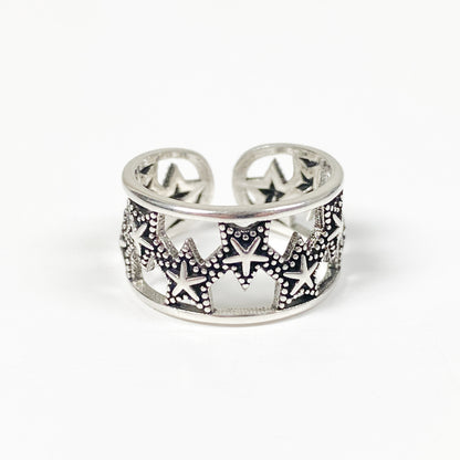 Vintage Star Ring Silver Adjustable