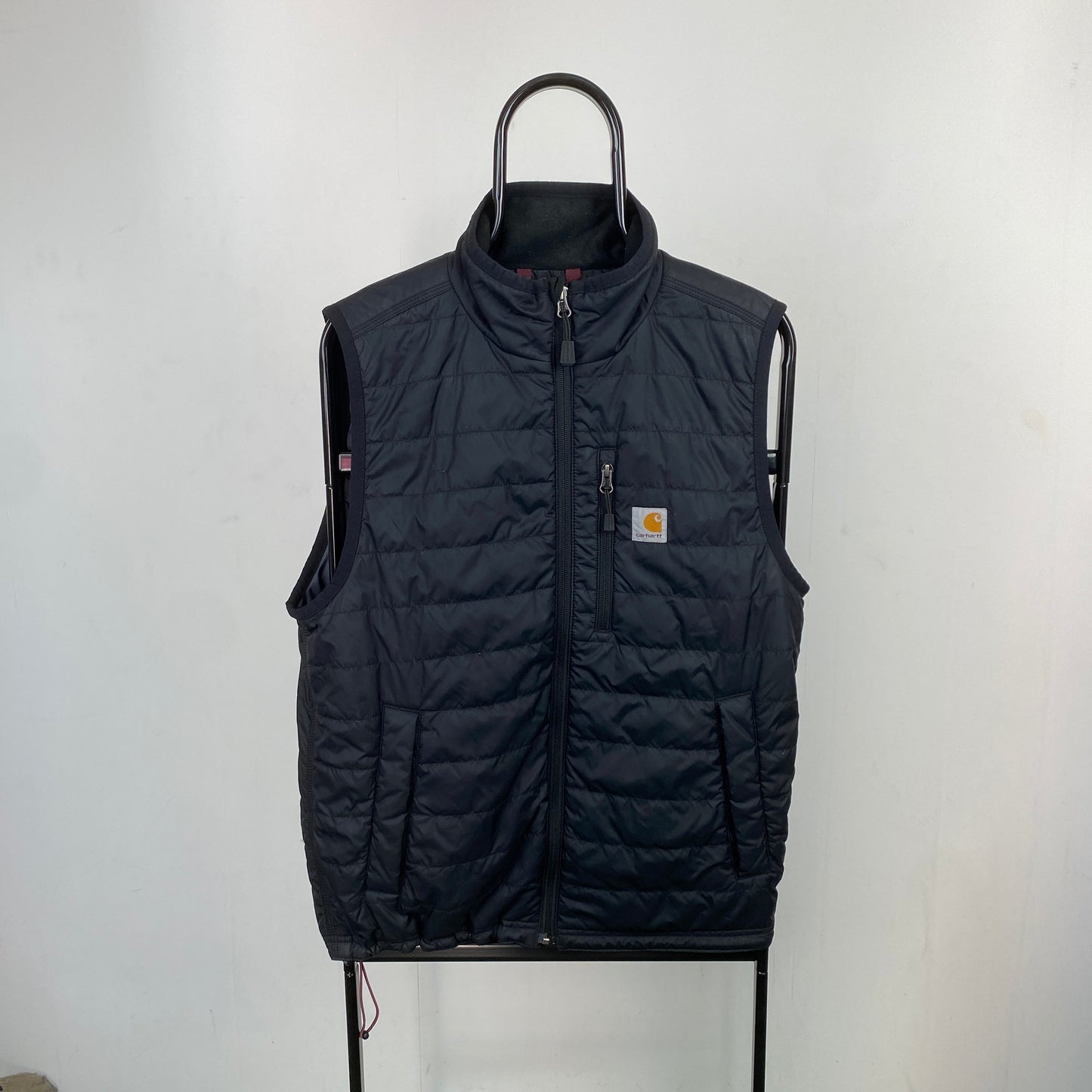 Retro Carhartt Puffer Gilet Jacket Black Medium