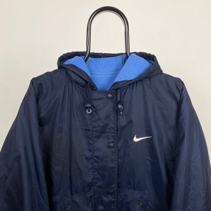 00s Nike Reversible Fleece Puffer Jacket Blue Medium