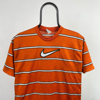 90s Nike Striped T-Shirt Orange Small