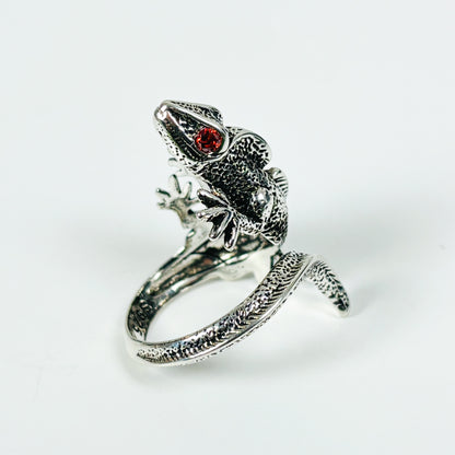 Adjustable Lizard Ring Silver