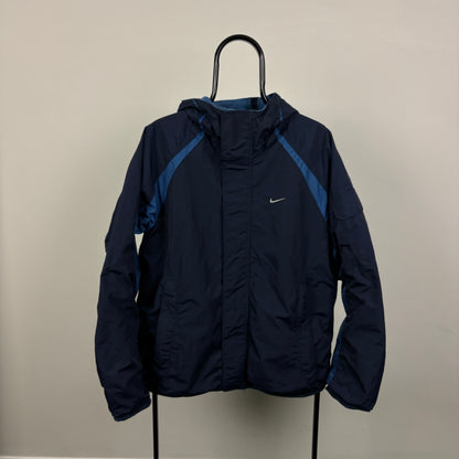 00s Nike Reversible Fleece Coat Jacket Blue Small
