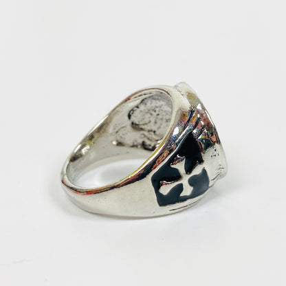 Retro Vintage Compass Cross Ring Silver