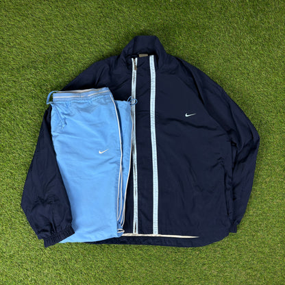 00s Nike Piping Tracksuit Jacket + Joggers Set Blue Large