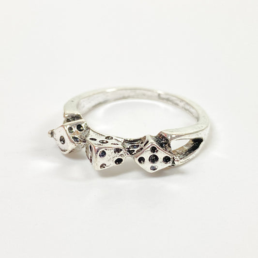 Retro Vintage Dice Ring Silver