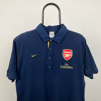 00s Nike Arsenal Polo Shirt T-Shirt Blue Medium