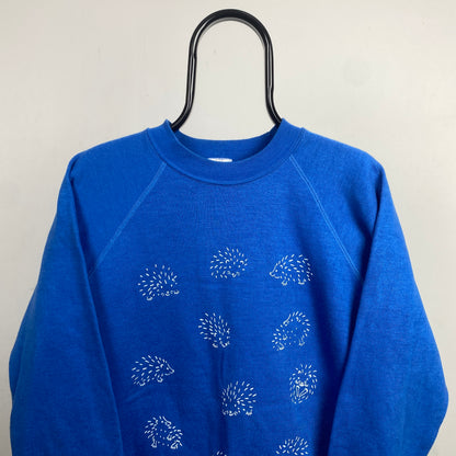 Retro 90s Hedgehog Sweatshirt Blue XL