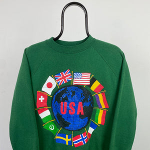 Retro Olympic Flags Sweatshirt Green Medium
