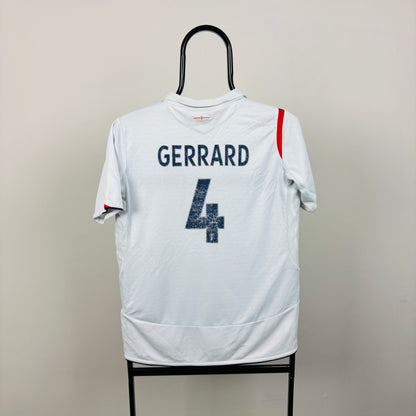 00s Umbro England Gerrard Football Shirt T-Shirt White Small/XS