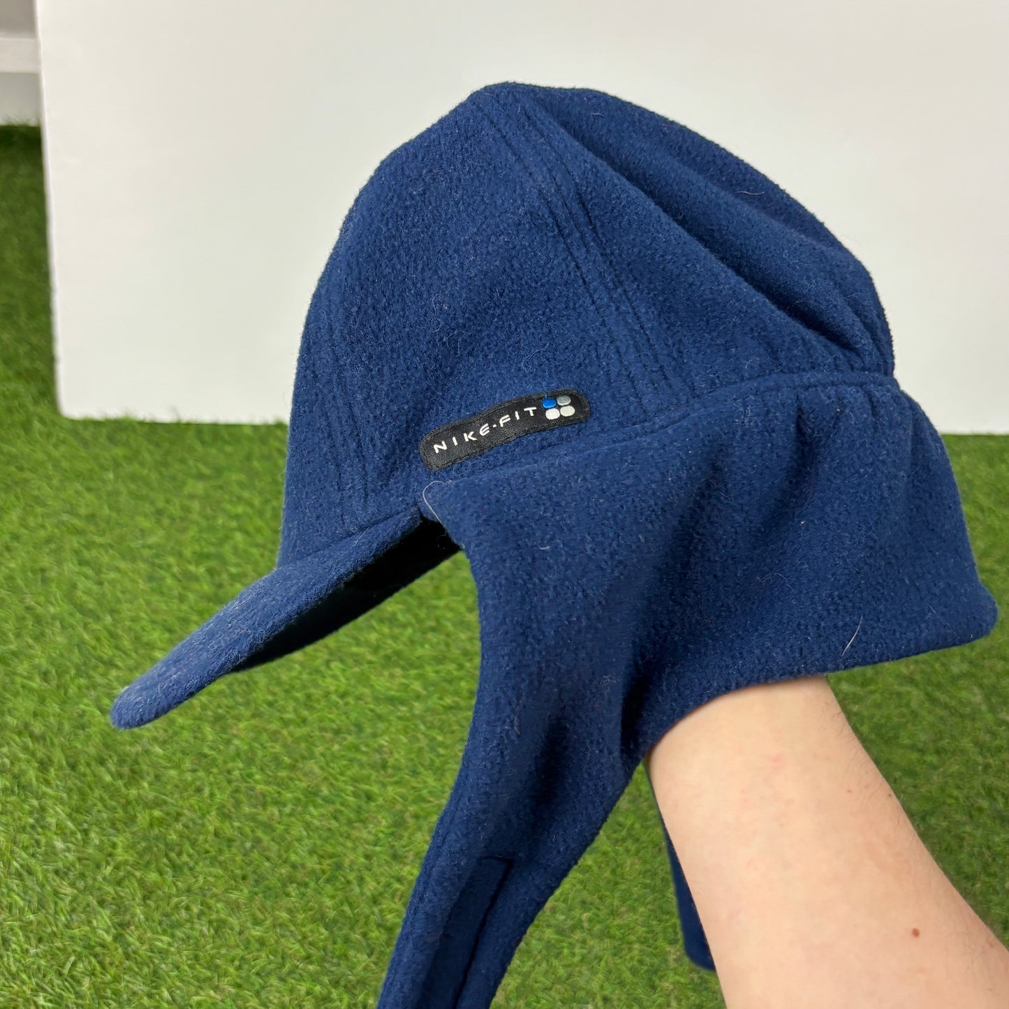90s Nike Fleece Ear Flap Beanie Hat Blue