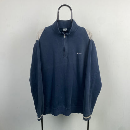 00s Nike 1/4 Zip Sweatshirt Blue XL