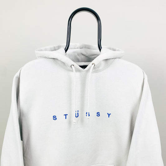 Retro 00s Stussy Hoodie White Large