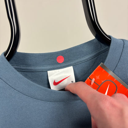90s Nike Embroidered Crest T-Shirt Blue Small