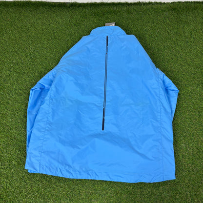90s Nike Hex Windbreaker Jacket + Joggers Set Blue Small