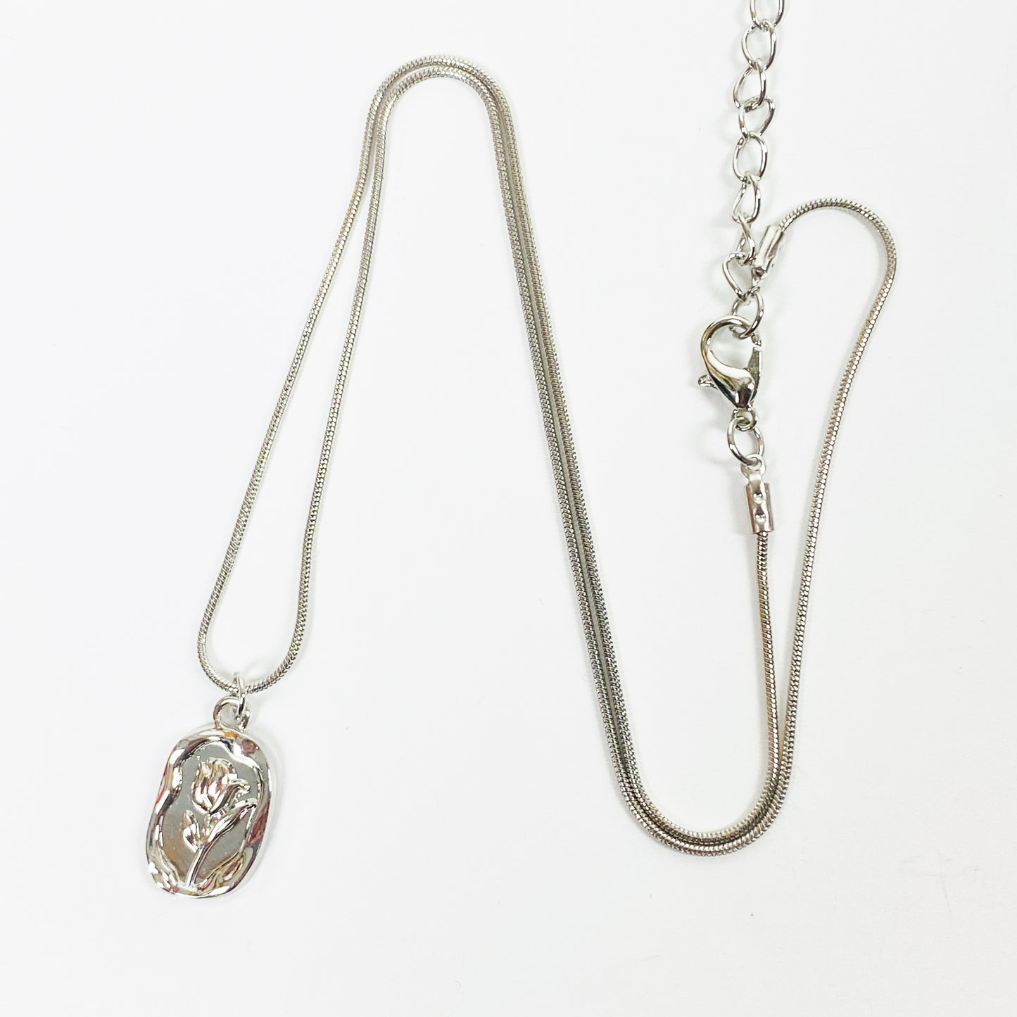 Retro Flower Chain Link Necklace Chain Silver