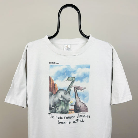 90s The Far Side Dinosaur T-Shirt White XL